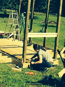 Susan building the Gazebo